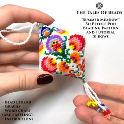 summer meadow peyote pod pattern / tutorial beaded pod christmas ornament beading patterns