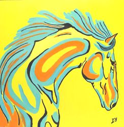 horse painting animal original art horse portrait oil painting abstract horse art by artroom22