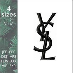 ysl embroidery design, fashion logo designs, 4 sizes