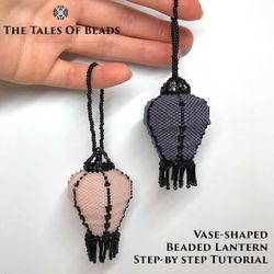 beaded lantern pattern / hot air balloon peyote lantern tutorial / beaded chinese lanterns seed bead pattern