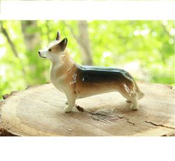 figurine tricolor corgi ceramics, statuette souvenir russianartdogs