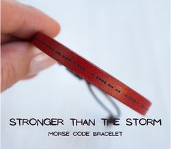 stronger than the storm morse code bracelet, best friend gifts, friendship bracelet, female friend gift, christmas gift