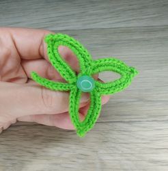 shamrock pin hand knit clover leaf brooch irich crochet brooch st patricks brooch st. patricks day brooch