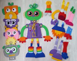 Educational Book About Robots, Cut Felt Robots, Felt Book For Boy, Christmas Present, Felt Craft Toy Robot