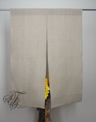 japanese noren, light grey natural rod pocket linen curtain, restaurant curtain, cupboard doorway curtain, custom size