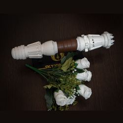 star wars wedding white rey lightsaber bouquet holder | star wars wedding