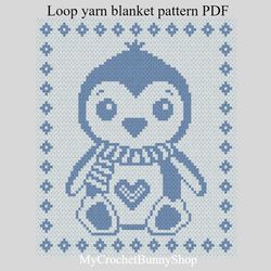 loop yarn finger knitted penguin blanket pattern pdf download