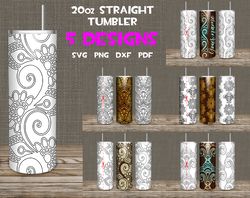 Set Of 5 Burst Tumbler Template / Mehndi / Seamless - 16-20