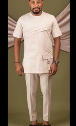 men african kaftan suit/ men african clothing top and pants set/ men african wedding suit/ groomsmen african suit