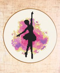 ballet cross stitch pattern modern cross stitch ballerina gift ballet dancer cross stitch pink watercolor x-stitch