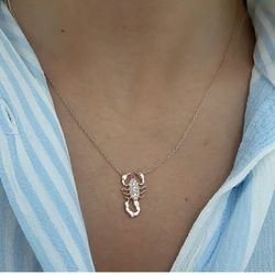 scorpio necklace, scorpion necklace, 925 sterling silver scorpio pendant, gift for her, valentines day gift, anniversary