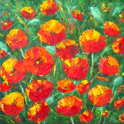 poppies, red poppies, original painting, oil paiting, italian linen canvas, 23.6" x 31.5"x 0.8", mikhail philippov, 2021