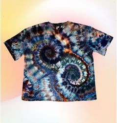 unisex bright clothes women's men's t-shirts tie dye spiral custom handmade manual coloring cotton oversize size 8 / m