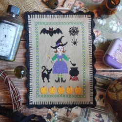 witch's brew cross stitch pattern halloween counted cross stitch pattern witch pumpkin spider boo cross stitch chart