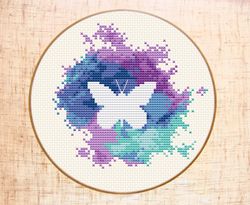 butterfly cross stitch pattern modern cross stitch watercolor xstitch insect counted cross stitch baby girl embroidery