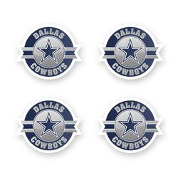 dallas cowboys sticker set of 4 by 3 inches team emblem shield star mascot die cut vinyl decal car window laptop case