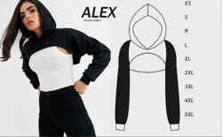 Alex undefined Sewing Pattern Diy Instant Download Oversized A0, A4 Us Letter undefined Super Crop Top Crop Top Sleeves Tredy Top With Sle