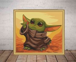 yoda cross stitch pattern, star wars  cross stitch pattern, star wars embroidery, yoda embroidery, space cross stitch