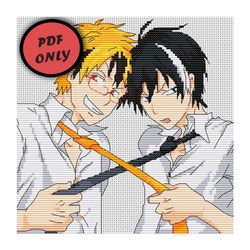 Anime cross stitch pattern Chainsaw Man Pochita Denji PDF - Inspire Uplift