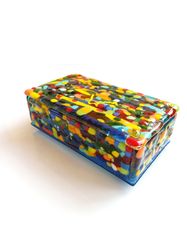 handmade fused glass jewelry box casket jewelry case rainbow colors