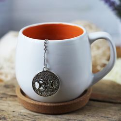 tree of life tea infuser for loose leaf tea, tea maker with family tree charm, tea steeper tree of life pendant