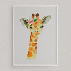 giraffe cross stitch pattern, africa cross stitch, animal cross stitch, counted cross stitch, nursery cross stitch