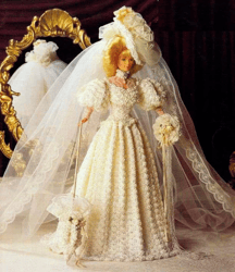 pdf vintage crochet pattern / crochet dress for barbie dolls 11-1 / 2" / wedding dress