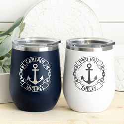 personalized boat captain tumbler captain first mate tumblers boat accessories nautical gift gift for sailor nautical