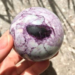 kammererite sphere 58 mm purple stone sphere rare mineral sphere chlinochlore ball by uralmountainsfinds