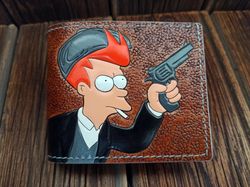 meme wallet peaky blinders, hand tooled, painted and stitched men bifold leather wallet, custom meme wallet, crazy meme