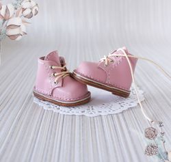 paola reina pink boots, doll shoes with shoelaces, genuine leather doll footwear, shoes for paola reina, dolls outfit