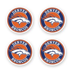 denver broncos round emblem logo sticker set 4 by 3 inches each die cut vinyl decal car window laptop case wall outdoor