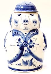 vintage ussr gzhel porcelain tea-holder tea jar hand painted xx century