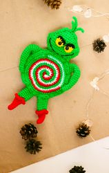 crochet pattern grinch christmas coaster