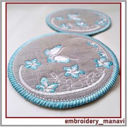 in the hoop a napkin, mug rug embroidery design