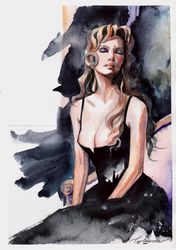 original woman watercolor painting female art blonde woman painting wall art original painting