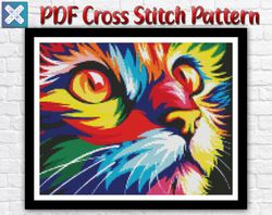 cat cross stitch pattern / animal cross stitch pattern / abstract cross stitch pattern / pet pdf cross stitch chart