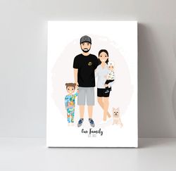 custom family portrait, custom couple portrait with pet, simple portrait, christmas portrait