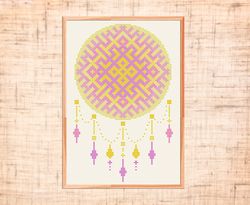 dreamcatcher cross stitch pattern modern cross stitch mandala boho cross stitch