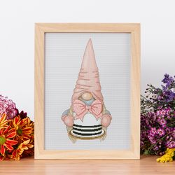 birthday gnome,  cross stitch pattern,  holiday gnome, cake cross stitch pattern, counted cross stitch