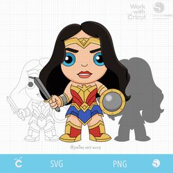 baby superwoman svg, baby avenger svg, wonder women svg, svg superwomen cut file, chibi svg