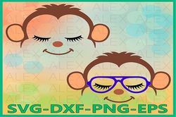 monkey face svg, monkey svg, monkey eyelashes face svg