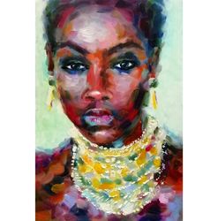 black woman painting portrait original art african american woman oil painting by artolgagoncharova