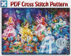 disney cross stitch pattern / princess cross stitch pattern / large cross stitch pattern / cartoon instant cross stitch