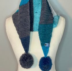 crochet scarf sparkle pom pom scarf ombre