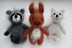 three toys pattern!!! set of three. raccoon, mouse and squrrel knitting pattern.