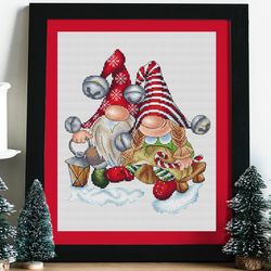 Christmas gnomes cross stitch pattern PDF, couple gnomes, gnome cross stitch, winter gnome, christmas cross stitch