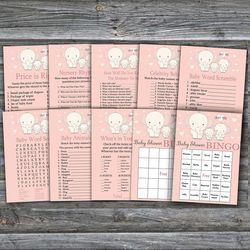 elephant theme baby shower games bundle,baby elephant baby shower games package,fun baby shower games,9 printable games