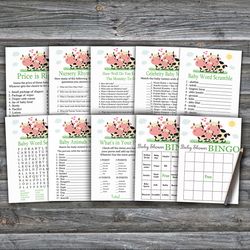 cow baby shower games bundle,farm baby shower games package,fun baby shower games,9 printable games-296