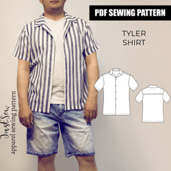 men's shirt sewing pattern and step-by-step instruction